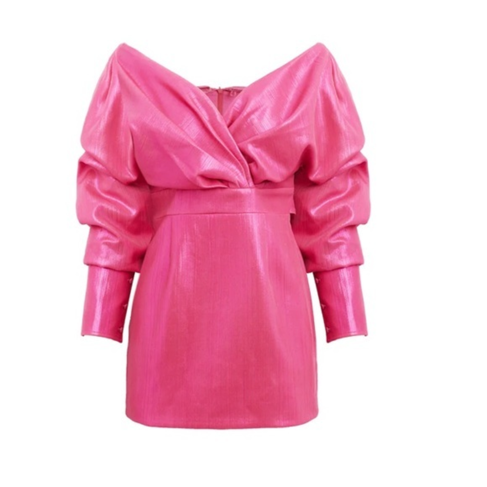 New Nichole Lynel Metallic off the shoulder dress‎ size S